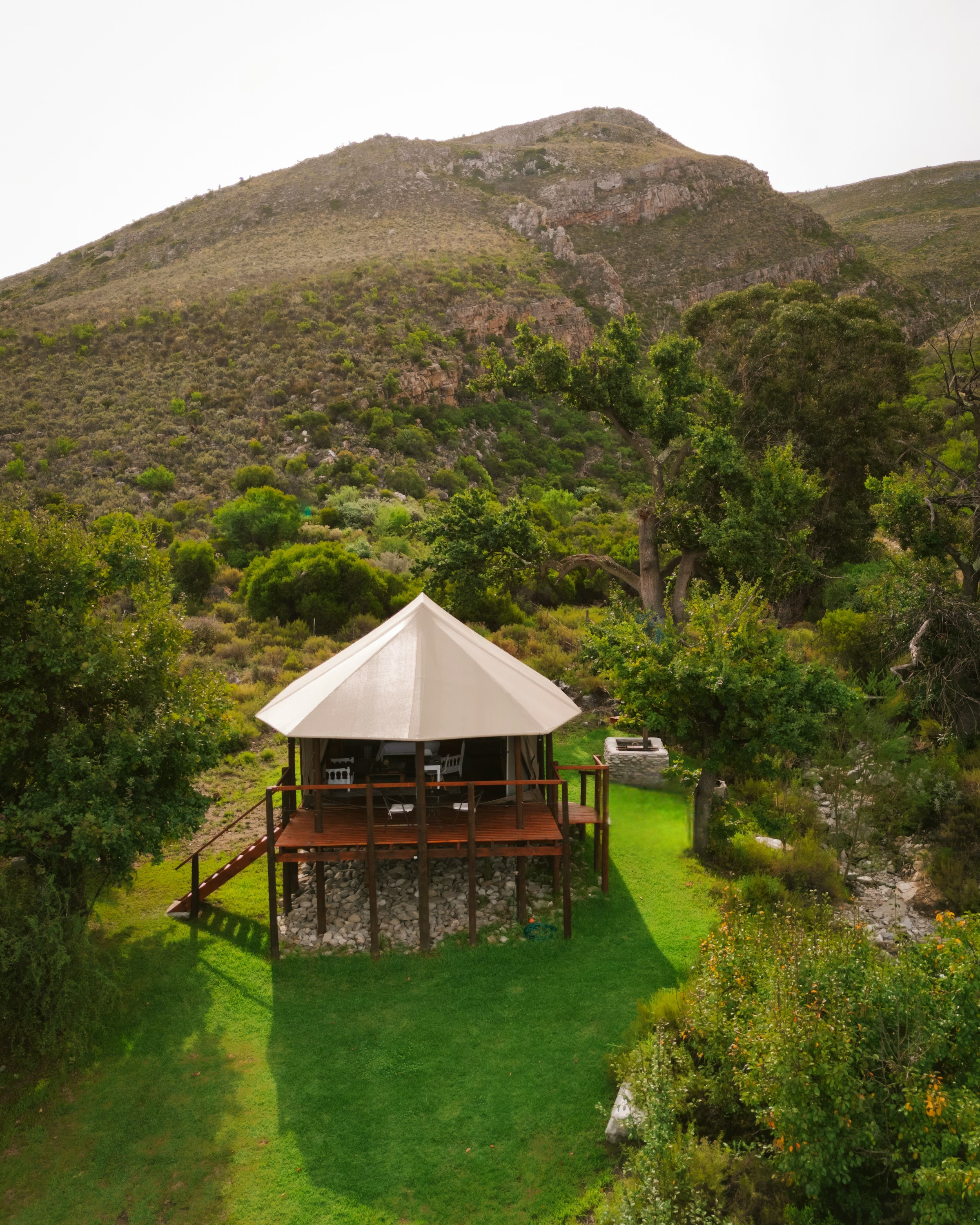 Oakron Patatsfontein Stay View over Patatsfontein Stay glamping tent and surrounding Karoo mountains on our family farm near Montagu in the Western Cape